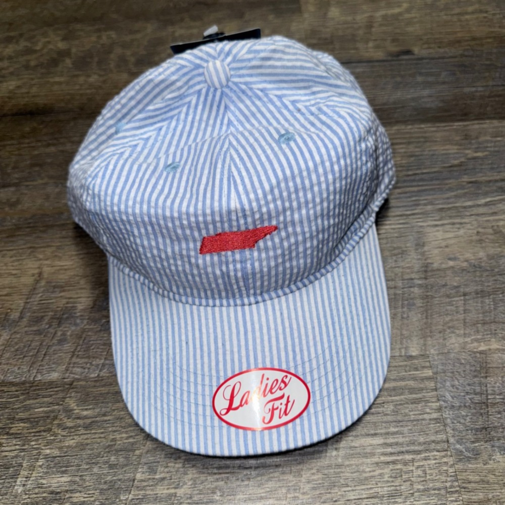 Magellan Tennessee Seersucker Hat Women's Ladies Fit Blue White Cap NWT